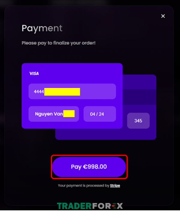Điền thông tin và chọn “Pay” để thanh toán