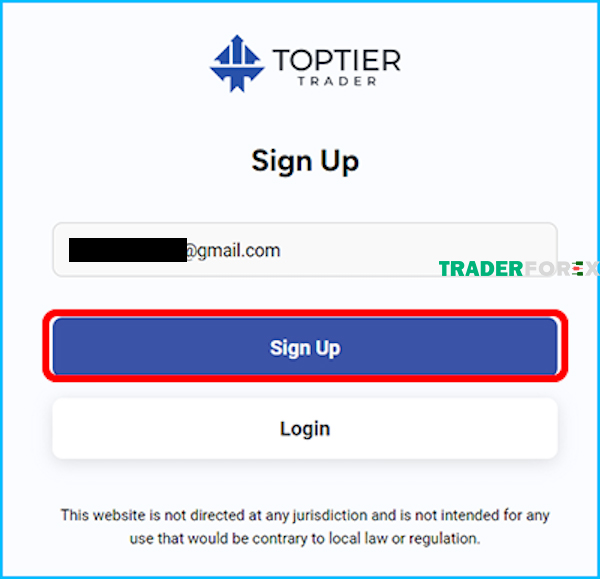 Biểu mẫu đăng ký tài khoản cấp vốn của Toptier Trader